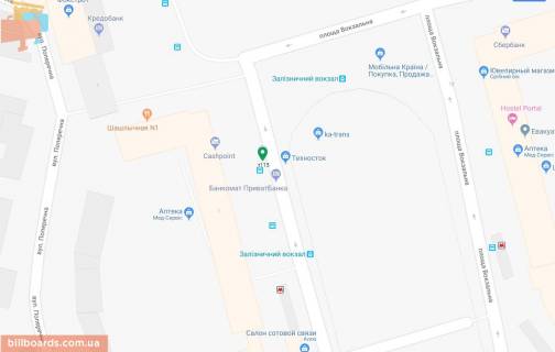 Скроллер A в Днепр (Днепропетровск), 3.14х2.32  пл. Вокзальна, 1, кінцева зупинка трамваю №1 - 169501 схема