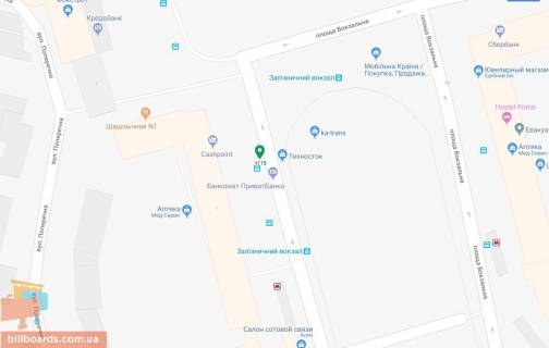 Скроллер A в Днепр (Днепропетровск), 3.14х2.32  пл. Вокзальна, 1, кінцева зупинка трамваю №1 - 169505 схема