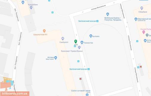 Бэклайт B в Днепр (Днепропетровск), 3.14х2.32  пл. Вокзальна, 1, кінцева зупинка трамваю №1 схема