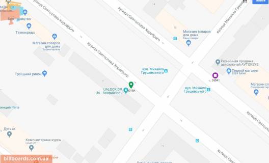 Скроллер A в Днепр (Днепропетровск), 3.14х2.32  вул. Михайла Грушевського - вул. Свтослава Хороброго, біля світлофора - 169346 схема