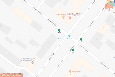 Бэклайт A в Днепр (Днепропетровск), 3.14х2.32  вул. Шевченка - вул. Гоголя, 7/А схема