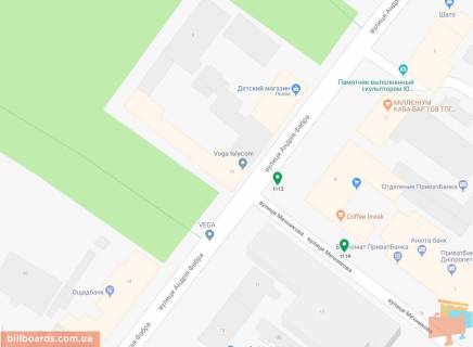 Бэклайт A в Днепр (Днепропетровск), 3.14х2.32  вул. Мечникова - вул. Андрія Фабра (Сєрова) схема
