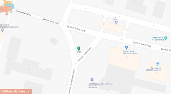 Билборд A в Днепр (Днепропетровск), 6х3  вул. Івана Езау, в районі буд. № 7 А, на розділовому трикутнику схема
