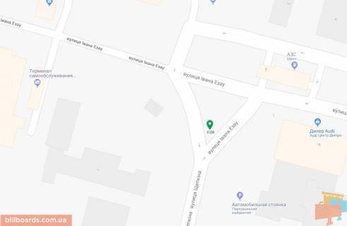 Билборд A в Днепр (Днепропетровск), 6х3  вул. Івана Езау, в районі буд. № 7 А, на розділовому трикутнику схема