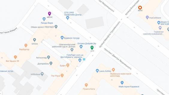 Скролер, Скрол A у Дніпро (Дніпропетровськ), 3.14х2.32  просп. Дмитра Яворницького - вул. Михайла Грушевського, на світлофорі, рух з центру вгору в напрямку просп. Б.Хмельницького - 181505 схема