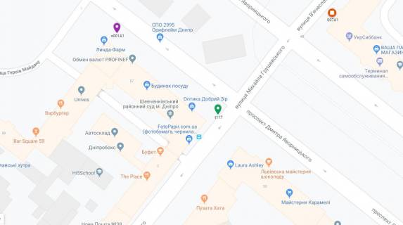 Скролер, Скрол A у Дніпро (Дніпропетровськ), 3.14х2.32  просп. Дмитра Яворницького - вул. Михайла Грушевського, на світлофорі, рух з центру вгору в напрямку просп. Б.Хмельницького - 181507 схема