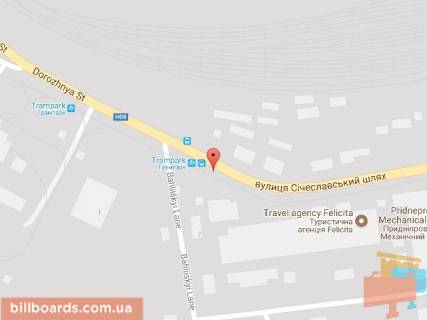 Билборд B в Каменское (Днепродзержинск), 6х3  вул. Січеславський шлях навпроти АГЗС "ВостокГаз", напрямок до центру схема