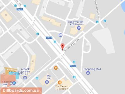 Білборд, Бігборд (Борд)  A у Кам'янське (Дніпродзержинськ), 6х3  просп. Перемоги - просп. Героїв АТО(2), напрямок руху до АТБ, біля світлофора схема