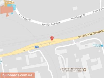 Билборд A в Каменское (Днепродзержинск), 6х3  вул. Січеславський шлях (р-н з/д моста ВАТ "Баглійкокс") - на розділовій смузі, напрямок до виїзду з міста схема