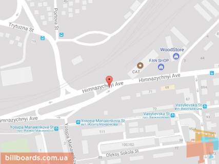 Билборд A в Каменское (Днепродзержинск), 6х3  авторозв'язка пр. Гімназичний - вул. Йосипа Манаєнкова - вул. Васильєвська (на роздільній смузі), напрямок до нового мосту схема