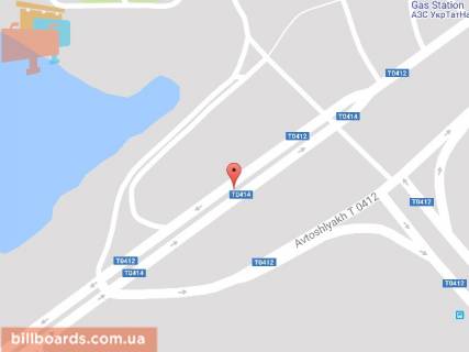 Білборд, Бігборд (Борд)  A у Кам'янське (Дніпродзержинськ), 6х3  Єлізаветівська траса (на розділовій смузі в районі мостового перехіду), напрямок до виїзду на новий міст схема