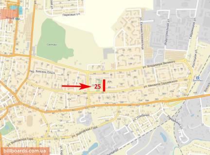 Билборд B в Дрогобыче Грушевського вул., 83 схема