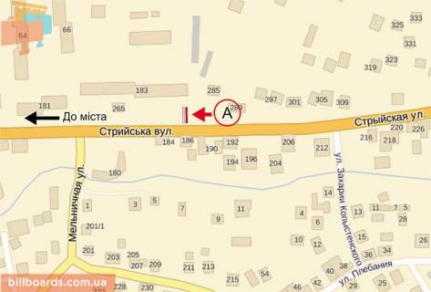 Білборд, Бігборд (Борд)  A у Дрогобичі Стрийська вул., 169 схема