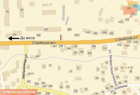 Білборд, Бігборд (Борд)  B у Дрогобичі Стрийська вул., 169 схема