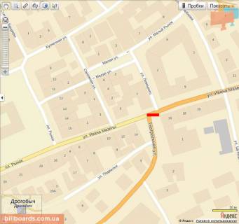 Билборд A в Дрогобыче Театральна вул. - Мазепи вул. схема