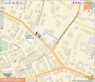 Білборд, Бігборд (Борд)  A у Дрогобичі Чорновола вул. - Українки вул. схема