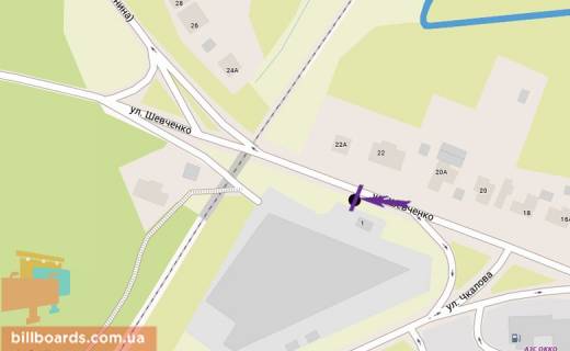 Билборд  в Гостомеле Шевченко ул. - Чкалова ул. схема
