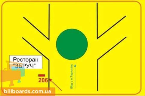 Билборд B в Гусятине пгт. Гусятин, кольцо схема