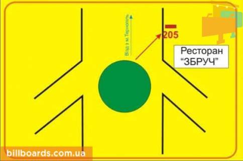 Білборд, Бігборд (Борд)  A у Гусятині пгт. Гусятин, кольцо схема