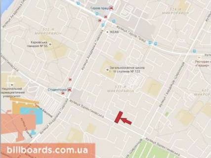 Билборд A в Харькове Валентинівська вул. (колиш. Блюхера вул.), 27 схема