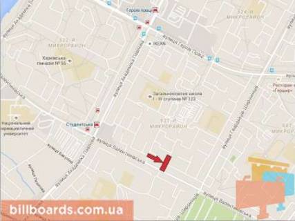 Білборд, Бігборд (Борд)  B у Харкові Валентіновскім вул. (Колиш. Блюхера вул.), 27 схема