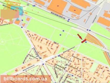 Билборд A в Харькове Московський пр. - Плиткова вул., з центру схема