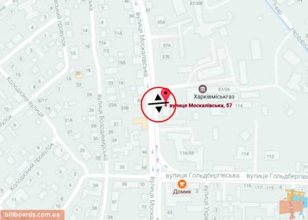 Билборд A в Харькове Москалевська вул. (колиш. Жовтневої Революції вул.), 59 схема