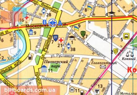 Ситилайт  в Харькове Московский пр. / Фейербаха пер., из центра схема