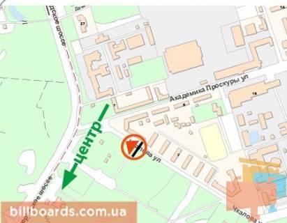 Билборд A в Харькове Чкалова вул., 5, з центру схема