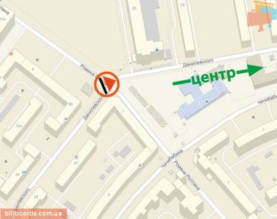 Билборд A в Харькове Роллана вул. / Данилевського вул., з центру схема