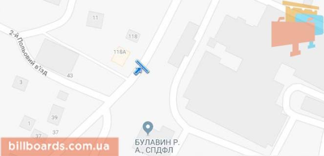 Билборд  в Харькове Полевая ул. / Золотой пер. схема