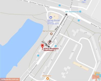 Билборд B в Харькове Барабашова вул., 7 схема