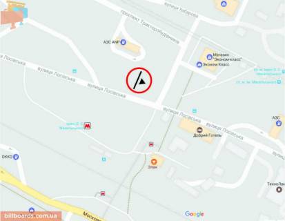 Билборд A в Харькове Лосівський вул. - Тракторобудівників пр. схема