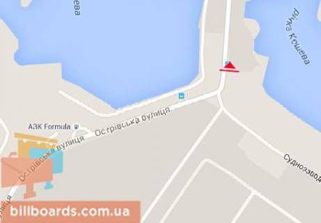 Билборд  в Херсоне Островская ул. - Суднозаводская ул. схема