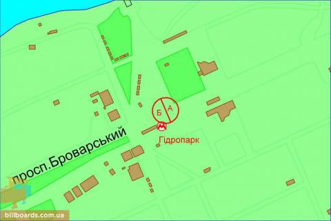 Бэклайт A в Киеве Броварський пр., ст. м. "Гідропарк", в центр схема