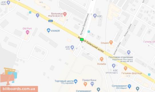 Призматрон, Призма A у Борисполі Київський шлях вул., 2/8, в'їзд в Бориспіль, Аеромолл, світлофор - 162323 схема