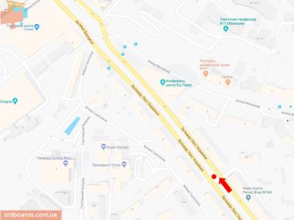 Сітіскролл A у Києві, 1.8x1.2  Українки бул., 3, на світлофорі, в сторону вул. Хрещатик схема