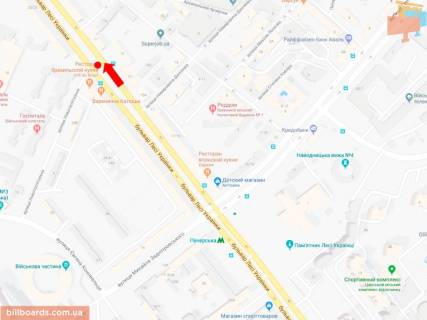 Ситискролл A в Киеве, 1.8x1.2  Українки бул., 13 / Новогоспітальна вул. (колиш. Щорса пров.), на світлофорі, в сторону вул. Хрещатик схема