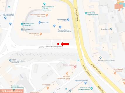 Сітіскролл A у Києві, 1.8x1.2  Басейна, 6, ТЦ "Арена Сіті" і "Мандарин плаза", в сторону вул. В. Васильківська схема