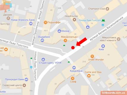 Ситискролл A в Киеве, 1.8x1.2  В. Васильківська вул. (кол. Червоноармійська вул.), 20, біля ст. м. "пл. Л. Толстого", Mc''Donald''s, в бік Толстого пл. схема