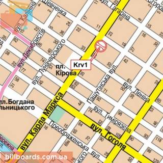 Білборд, Бігборд (Борд)  A у Кропивницький (Кіровоград) Велика Перспективна вул. (Бивш.К.Маркса вул.), 25, нижній схема