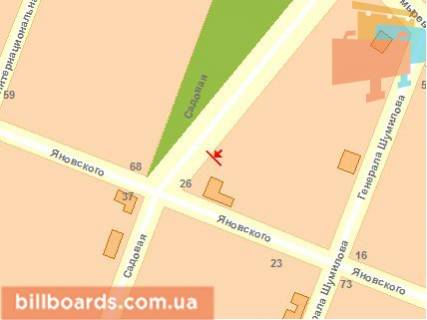 Білборд, Бігборд (Борд)  B у Кропивницький (Кіровоград), 3х6  вул. Садова схема