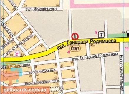 Билборд A в Кропивницкий (Кировоград), 3х6  вул. Героїв Маріуполя (Родимцева)  схема