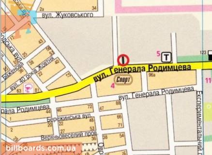 Билборд B в Кропивницкий (Кировоград), 3х6  вул. Героїв Маріуполя (Родимцева)  схема