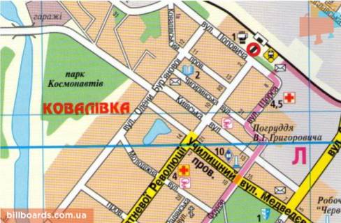 Билборд B в Кропивницкий (Кировоград), 3х6  вул. Поповича  схема