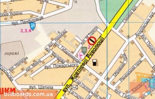 Билборд A в Кропивницкий (Кировоград), 3х6  вул. Вокзальна (вул.Жовтневої Революції)  схема