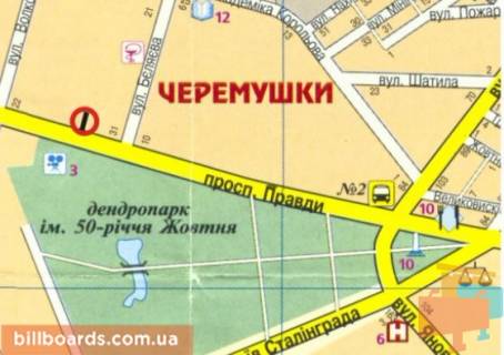 Билборд B в Кропивницкий (Кировоград), 3х6  вул. Євгенія Тельнова (пр-т.Правди) схема