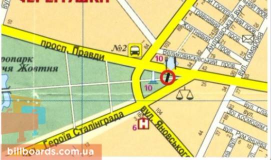 Билборд B в Кропивницкий (Кировоград), 3х6  вул. Євгенія Тельнова (пр-т.Правди) схема
