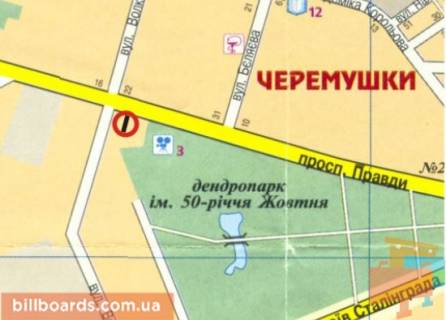 Билборд B в Кропивницкий (Кировоград), 3х6  вул. Євгенія Тельнова (пр-т.Правди) схема