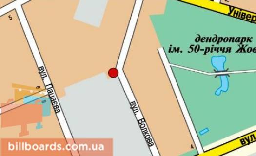 Билборд B в Кропивницкий (Кировоград) Волкова вул., 11 схема